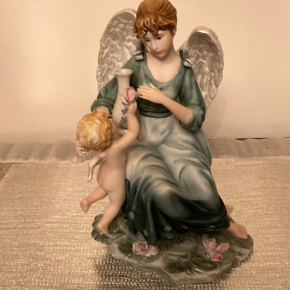 Porcelain Angel and baby Cherub Hand Painted - Picture 2 of 11